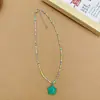 Dopamina Dulce y Linda Estilo Femenino Colorido Estrella de Cinco Puntas Cadena para Clavícula Collar de Cuentas de Arroz Coloridas Collar