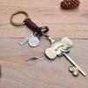 Llavero Creativo para Hombre y Mujer Pequeño Regalo Aleación Lindo Elefante Retro Tejido Cuero de Vaca Llavero Llave