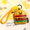 Llavero de Hamburguesa de Cuero Personalizado Dibujo Animado Tridimensional Lindo Creativo Adornos Metálicos Colgantes Colgante para Bolsas de Coche Venta al por Mayor