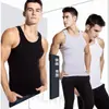 Camiseta Regata Esportiva Masculina de Algodão Canelado Branca Slim Fit com Costas nadador