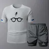 2025 Nuevo Traje Deportivo Casual de Verano para Hombre, Transpirable, de Secado Rápido, Dos Piezas, Cuello Redondo, Manga Corta, Moderno