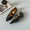 Sapatos Mary Jane delicados estilo francês para mulheres com uma única tira, bico fino, corte baixo, novo modelo outono 2026, sapatos de couro de salto médio