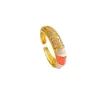Anillo de Corazón Colorido Estilo Chino Nuevo con Esmalte, Anillo Minimalista de Nicho Estilo Ins Ajustable para Mujer