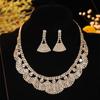 Colar e Brincos de Design Geométrico de Luxo de Alta Qualidade Conjunto de Noiva com Strass Conjunto de Duas Peças