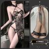 Lencería de Moda con Estilo Antiguo Cuello Halter, Cheongsam Transparente, Seductora y Sexy para Busto Pequeño, Atuendo Apasionado para Cita Que No Requiere Quitarse