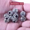 Cuentas de plata tibetana con agujero grande, cuentas de aleación de plata antigua, cuentas redondas, cuentas sueltas, material para joyería con cuentas, pulsera DIY con cuentas
