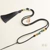 Cadena para Suéter Hecha a Mano Cuerda de Carga Alta Borla de Listón Morandi Lanyard Colgante Sólido Esmeralda Collar de Cristal de Cera de Abeja
