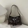 Bolso de mano/hombro/bajo el brazo de cuero plisado con hebilla cruzada estilo coreano, gran capacidad, nuevo modelo 2026, personalizado