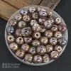 Cuentas redondas de cerámica electrochapada cocidas en horno a alta temperatura accesorios para joyería DIY cuentas de agujero grande cuentas sueltas materiales para tejer pulseras