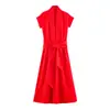 Comercio Exterior 2026 Verano Nuevo Estilo Europeo y Americano Moda Femenina Vestido Camisa Sexy con Cinturón 2266015