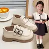 Zapatos de cuero para niños, zapatos negros antideslizantes estilo coreano para rendimiento, nuevos mocasines de primavera y otoño para niñas, zapatos ligeros de princesa para la escuela