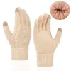 Guantes de punto más vendidos transfronterizos, guantes de lana de color liso versátiles para mujer, guantes para ciclismo al aire libre, guantes táctiles transfronterizos