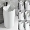 Lavabo de pedestal cerámico, lavabo integrado de pie, lavabo de pedestal para baño, lavabo de balcón, adecuado para apartamentos pequeños