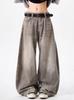 Calça jeans larga e larga feminina Cross-Border American High Street Hotties para o verão, novo design, calça branca lavada de cintura alta