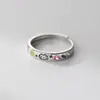 Anel de Casal Gatinho e Cachorrinho com Diamante Colorido em Prata de Lei S925 Nalan Animal Fofo Presente de Dia dos Namorados R03737