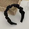 Diadema plisada de tela vaquera vintage con borde ancho elegante para coronilla alta, accesorio versátil para el cabello para mujer