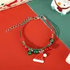 Nuevo Pulsera de Cascabel de Reno Navideño Caricatura Esmalte Pulsera Ajustable Papá Noel Bastón de Caramelo Cuerda de Mano Pulsera para Mujer