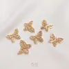 Pingente de borboleta com zircônia incrustada que retém a cor, brincos de pulseira de ouro 14K, pingente de joias artesanais faça você mesmo, acessórios de pingente