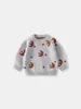 Suéter de punto jacquard con luna creciente vintage para niños, nuevo estilo otoño e invierno, suéter de algodón puro para niños y niñas, top suave y amigable con la piel para bebés