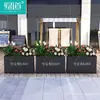 [Macetero de Hierro Forjado] Macetero Exterior Cuadrado de Hierro Forjado Móvil Piscina de Árboles Macizo de Flores Calle Comercial Ranura de Flor Exterior Partición