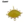 WT-C328 exquisito diseño de ojo de lujo ligero adorno circón gema natural lapislázuli piedra de cristal rosa conector