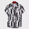 Camisa de Verão Personalizada para Comércio Exterior, Tamanho Europeu, Gola Cubana, Estampa Digital de Flores Tropicais, Manga Curta Casual para Homens na Praia