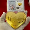 Bolo Shuibei Coração Dourado 520 Dia dos Namorados Bolo de Ouro Puro 999 520Mg Formato de Coração Ornamento Criativo Presente