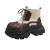Botines tipo Martin con puntera de concha para mujer, nuevo modelo 2026, primavera y otoño, hacen que los pies parezcan más pequeños, aumentan la altura, con suela gruesa, botines cortos, versátiles, con bloques de color, tipo chimenea