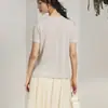Camiseta de Seda para Mujer, Nuevo Estilo Verano 2026, Cuello Redondo Pullover, Top de Punto de Manga Tres Cuartos, Delgado y Holgado, Hecho de Seda de Morera