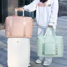 Bolsa de Viaje Plegable Runhui, Ligera y Elegante, Bolsa de Almacenamiento de Gran Capacidad, Se Puede Enganchar a la Maleta, Bolso de Mano, Bolsa Tote Multifuncional