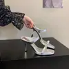 Sandalias de Tacón Alto Estilo Francés para Mujer, Modelo Nuevo de Verano 2025 a la Moda, Estilo Celebridad de Internet, Sandalias Ligeras de Tacón Fino para Deslizar