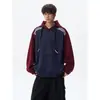 Moletom com Capuz Tie-Dye Bloco de Cores Estilo Preguiçoso Masculino Outono Tamanho Plus Tendência Solto Jovem Jaqueta Esportiva