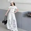 Conjunto de Verano para Niñas 2026 Tendencia Fresco Estilo Coreano para Niños Mayores, Top de Manga Corta con Estrella de Cinco Puntas Combinado con Conjunto de Pantalones Rasgados