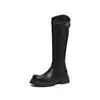 Hebilla de cinturón versátil adelgazante, botas de caballero con punta redonda, tacón grueso de 5.5 cm, suela gruesa, versátiles para ir al trabajo, botas elegantes para mujer