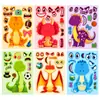 6 Piezas/Set Compra Directa Transfronteriza Nuevo Colorido Dibujos Animados Dinosaurio Rompecabezas Caras Cambiantes Pegatinas Lindo Dinosaurio Diversión Infantil Pegatinas