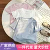 Camiseta para Niña con Cuello de Muñeca de Encaje, Top Casual de Manga Corta, Top de Verano de Manga Corta con Adorno de Encaje Verano 2026