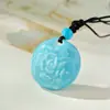 Colgante de Cerámica Estilo Étnico Vintage Versátil Joyería de Cerámica Pieza de Cerámica de Color Esmalte de Loto Colgante Collar Largo