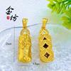 Pingente banhado a ouro antigo cor de ouro 24k com incrustação de diamante para joias DIY ruibeast colar feminino moeda da sorte atacado