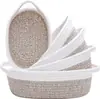 Conjunto de Cestas de Armazenamento de Corda de Algodão Estilo Nórdico para Organização de Mesa em Casa, Cesta de Armazenamento de Roupas e Brinquedos, Caixa de Armazenamento Trançada