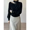 Suéter Tejido de Hombros Caídos con Mangas Murciélago y Cuello Halter Suave Paulownia Montaña del Norte para Mujer, Diseño de Otoño Suéter Base P157