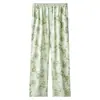 Tejido de Primavera para Mujer Primavera y Verano Apropiación Pantalones para Mediana Edad y Mayores Pantalones Estampados Mamá Pantalones Casuales para el Hogar de Abuela Mujer