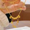 Colar Estilo Similar Ouro Areia Antiga da Loja de Ouro Jinyan Olho de Gato Moeda de Cobre Borla Corrente Clavicular como um Acessório Fashion e Versátil para sua Namorada
