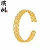 Pulseira Anel Aberto Vazado Folheado a Ouro Espiga de Trigo Vietnamita Joias Femininas Estilo Celebridade da Internet Design de Coração e Folha Fornecimento Atacadista