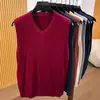 Suéter colete transfronteiriço colete masculino gola V solto cor sólida colete camiseta estilo coreano malha tamanho plus top masculino