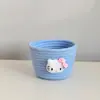 Cesta de Armazenamento Fofa Trançada com Corda de Algodão Feita à Mão Caixa de Armazenamento à Prova de Poeira para Mesa de Casa Caixa de Armazenamento para Cosméticos Brinquedos