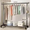Perchero de pie para uso doméstico en el dormitorio, Perchero móvil de color crema, Colgador de ropa simple para dormitorio, Tendedero de pie para balcón, Tipo de pie