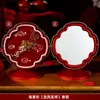 Set de Espejo Rojo de Boda para la Novia, Dote para la Novia, Celebración de Boda, Espejo de Maquillaje, Preparación de Boda, Colección de Artículos para Boda