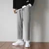 Pantalones de pierna recta de seda helada para hombre de verano, modernos, ligeros, fluidos, casuales, deportivos, de moda, de pierna ancha, largos
