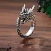 Anillo de Dragón Chino Estilo Vintage con un Diseño Dominante, Presentando el Dragón del Zodiaco, Anillo Creativo Abierto Simple y de Moda, Venta Directa del Fabricante