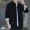 Camisa de trabajo de negocios para hombre de temporada de primavera y otoño, chaqueta cárdigan de manga larga, camisa de trabajo casual versátil, estilo de moda transfronterizo